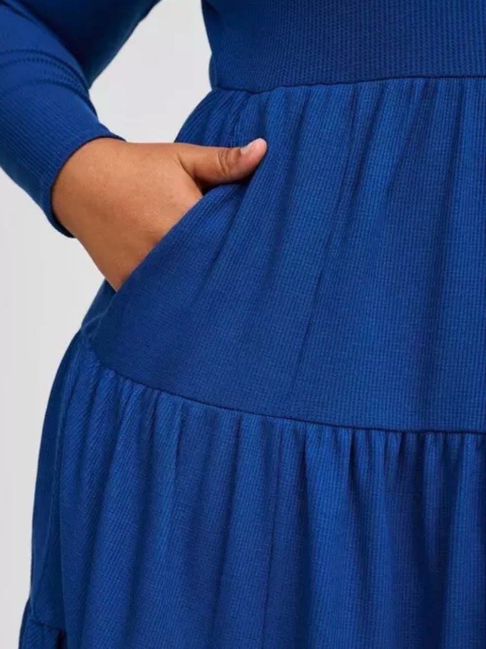 TORRID Skater Tiered Mini Dress Royal Blue V Neck Long Sleeve Pockets Size 2X - Picture 3 of 11